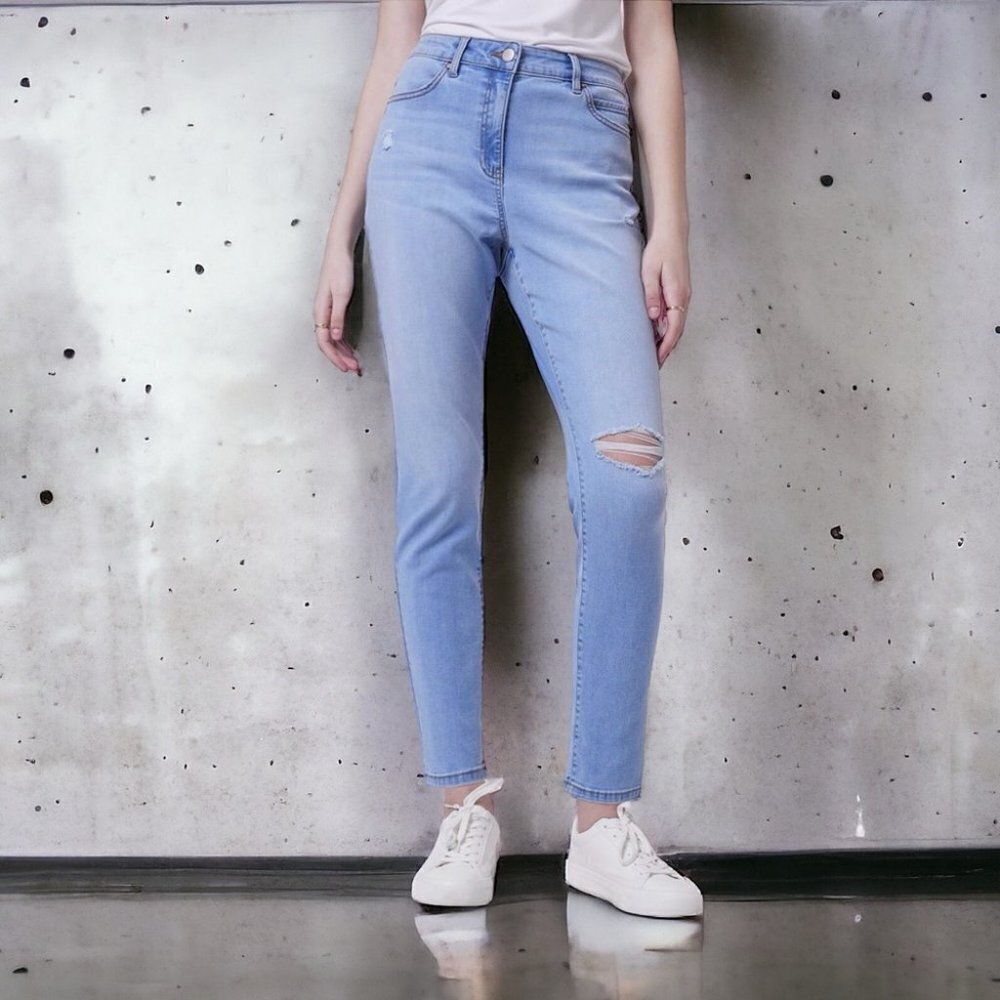 * Primark Blue High Waisted Skinny Stretch Jeans Size 8